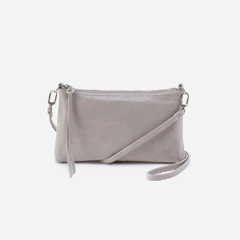 HOBO : Darcy Crossbody in Polished Leather - Light Grey