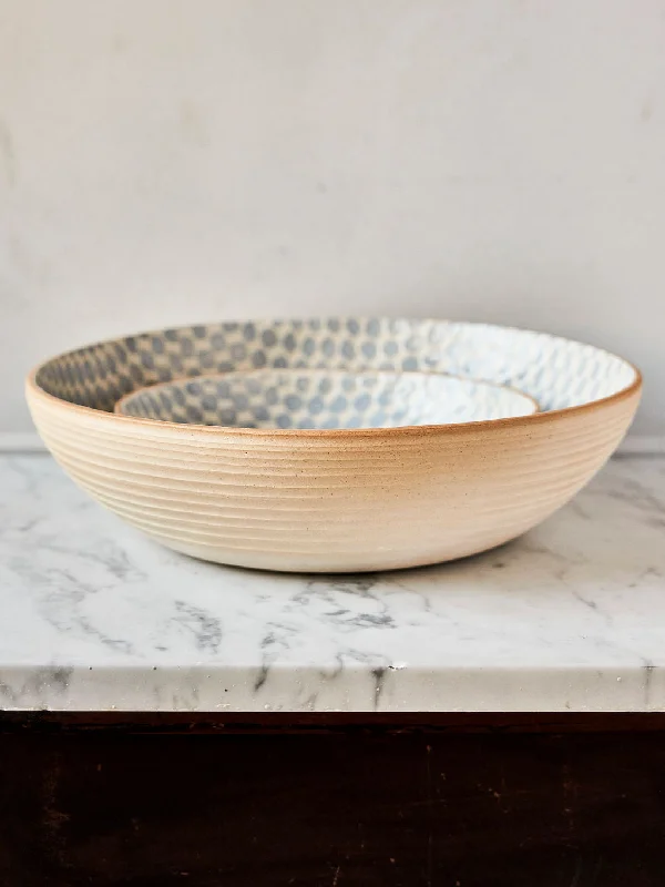 Handmade Wheel-Thrown Ceramic Bowl in opal dot