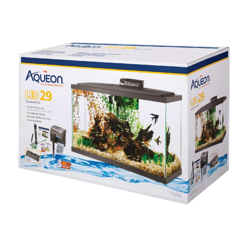 AQUEON LED BLK AQUARIUM KIT29g