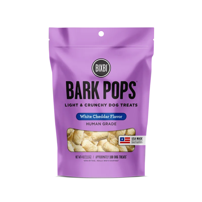 Bixbi Bark Pops White Cheddar Flavor Light & Crunchy Dog Treats, 4-oz bag