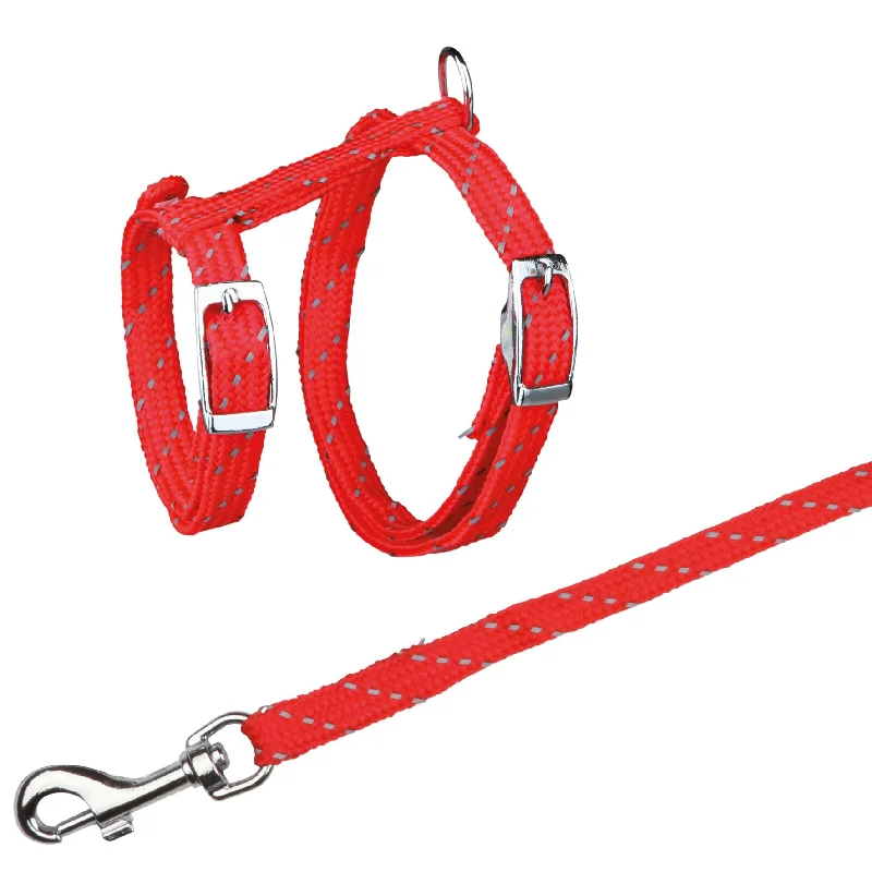 Kitten harness with leash, reflective, nylon, 18-35 cm/10 mm, 1.30 m