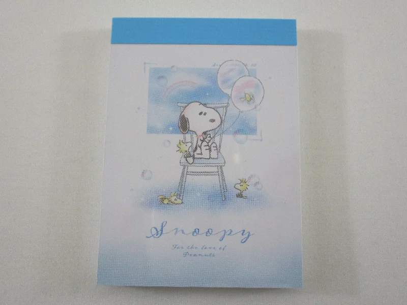 Cute Kawaii Peanuts Snoopy Mini Notepad / Memo Pad Kamio - I Balloon - Stationery Designer Paper Collection