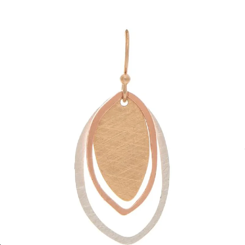 Rain :  Multi Metal Oval Layers Brass Earring