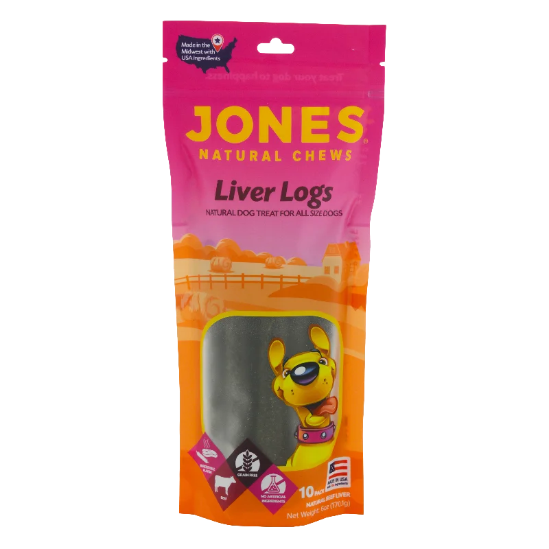 Jones Natural Beef Liver Logs Dog Treats, 10ct