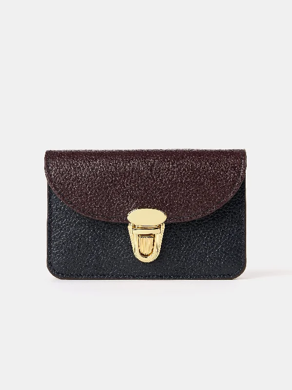 The Small Push Lock Purse - Bordeaux, Midnight & Clay Madras Grain