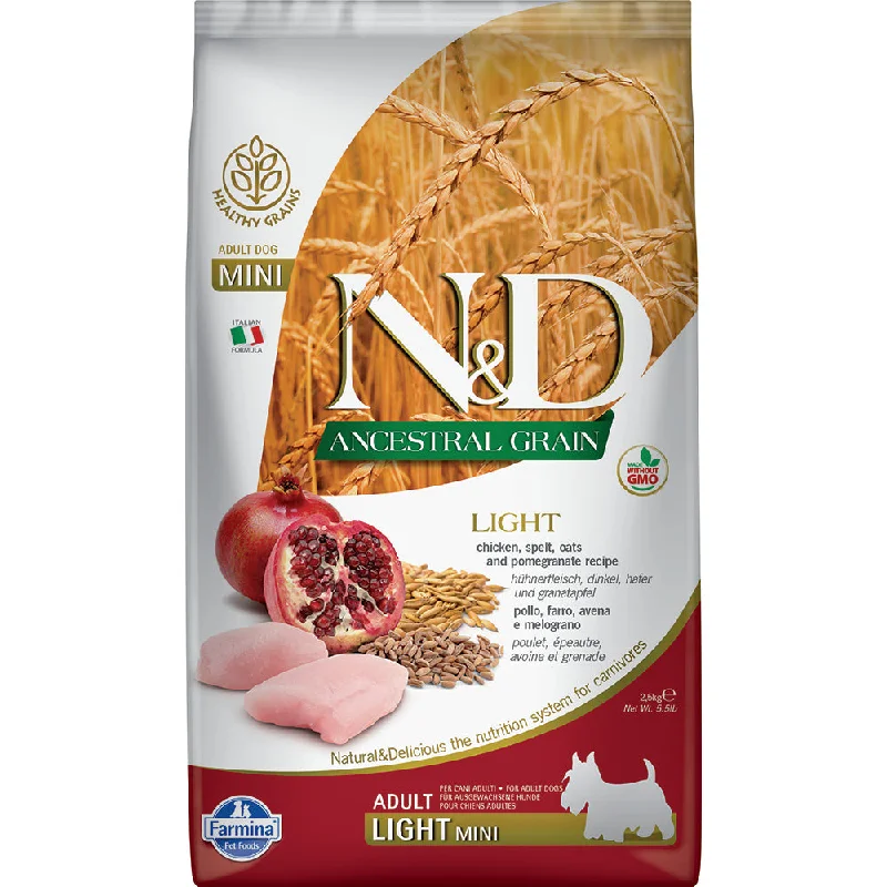 Farmina N&D Ancestral Grain Chicken & Pomegranate Mini Light Dry Dog Food 5.5lb