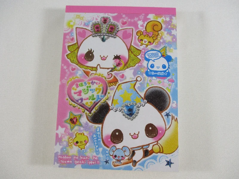 Cute Kawaii HTF Vintage Collectible Crux Cat and Panda 4 x 6 Inch Notepad / Memo Pad - Stationery Designer Paper Collection