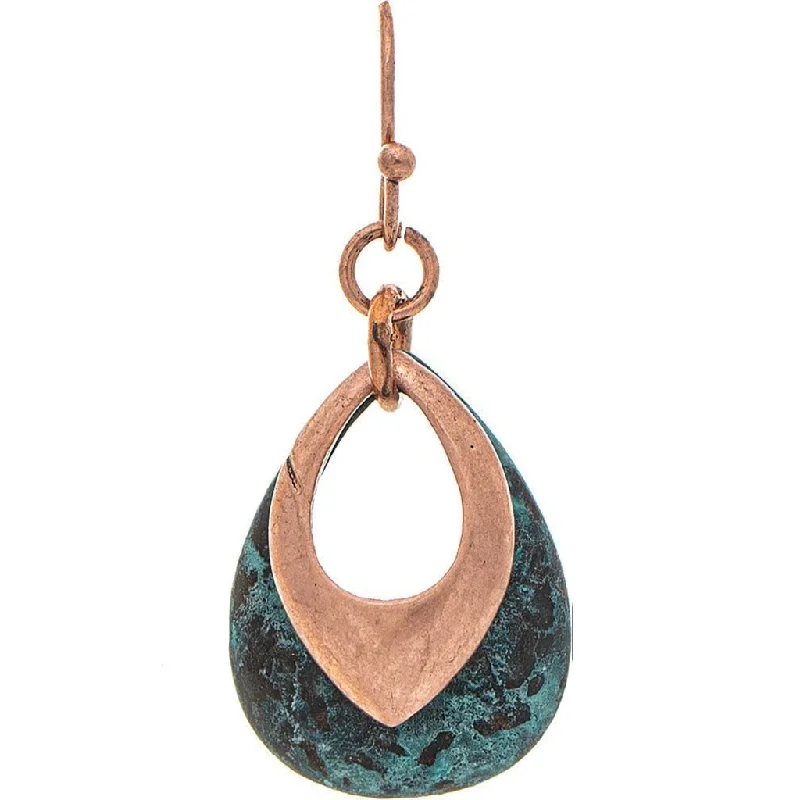 Rain : Patina Copper Layered Teardrops Earring