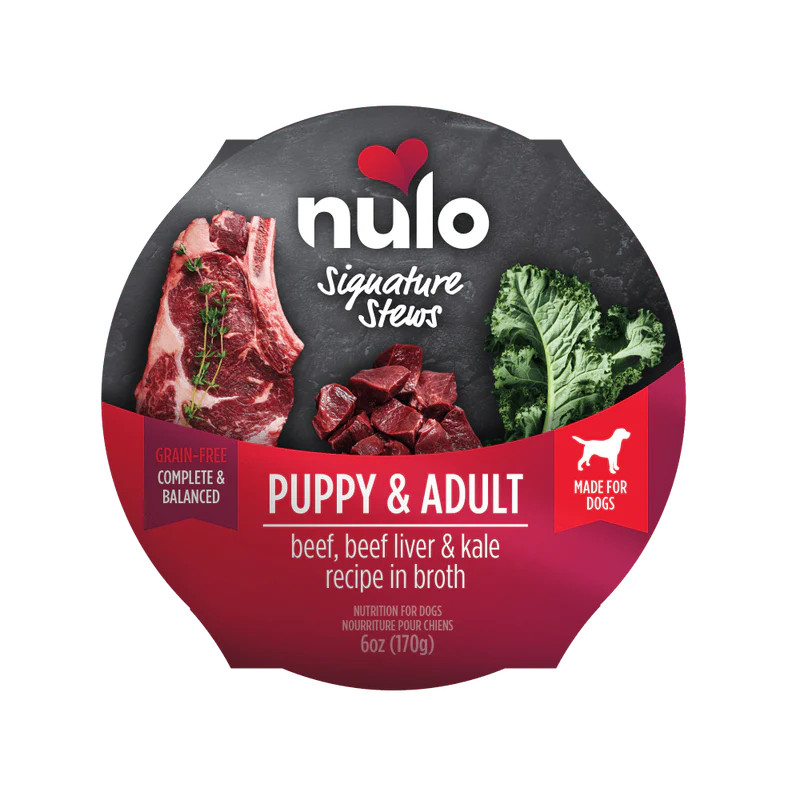 Nulo Beef, Beef Liver & Kale in broth signature stew for puppies & adult dogs 6oz