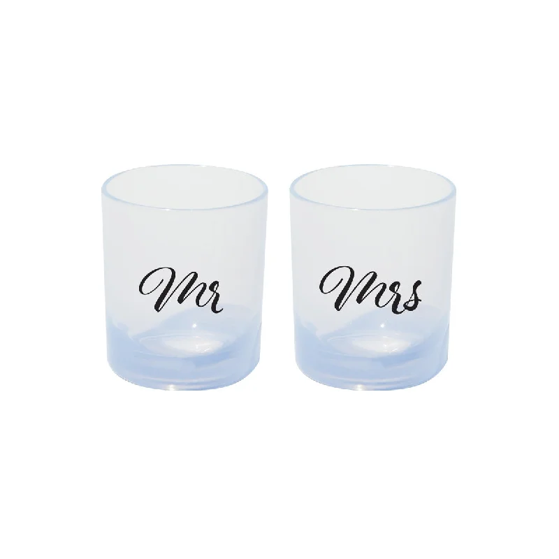 Silipint Silicone 12 oz Mr & Mrs Rocks Glass Set