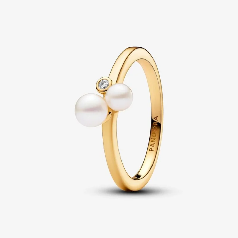 PANDORA : Duo Treated Freshwater Cultured Pearls Ring - Gold