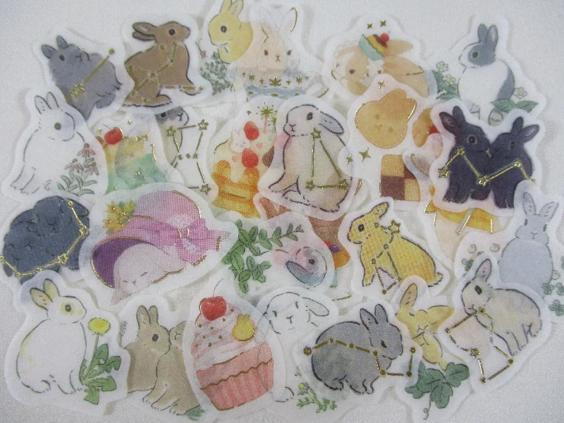 Rabbit Bunny Easter Pet Fur Flake Stickers - 27 pcs