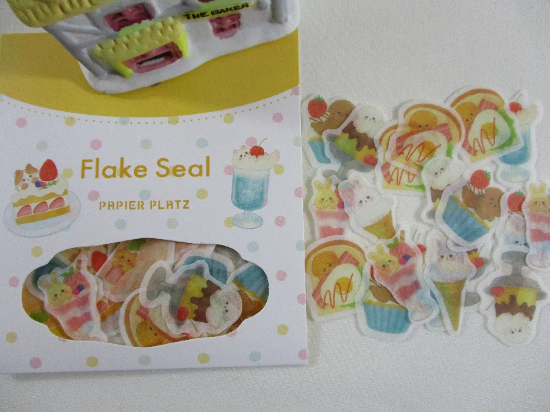 Cute Kawaii Papier Platz Flake Stickers Sack - Sweet Dessert Animal - for Journal Agenda Planner Scrapbooking Craft