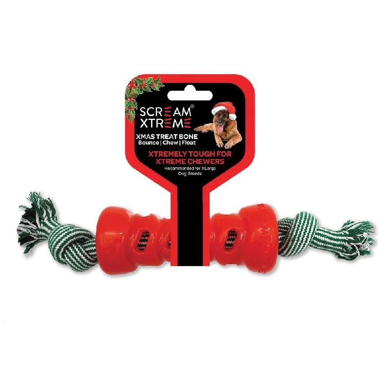 Scream – Xtreme Christmas Treat Bone – Red with Rope