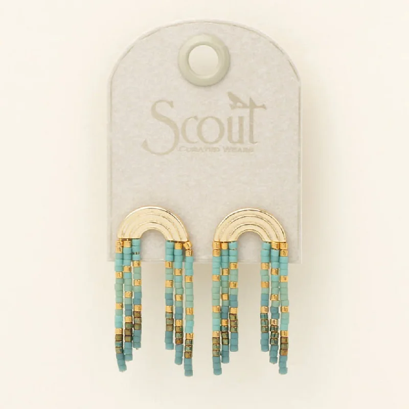 Scout Curated Wears : Chromacolor Miyuki Rainbow Fringe Earring - Turquoise/Mint/Gold