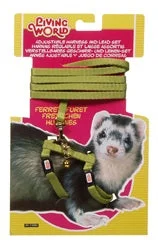 Living World Adjustable Harness and Lead Set for Ferrets - Green - 1.2 m (4 ft)