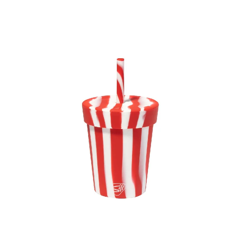 Silipint Silicone 8 oz Candy Cane Collection Kids Straw Tumbler