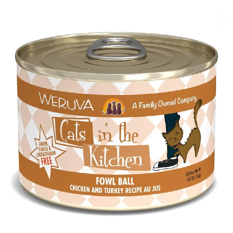 Weruva Cats in the Kitchen Fowl Ball Chicken and Turkey Recipe Au Jus Canned Cat Food